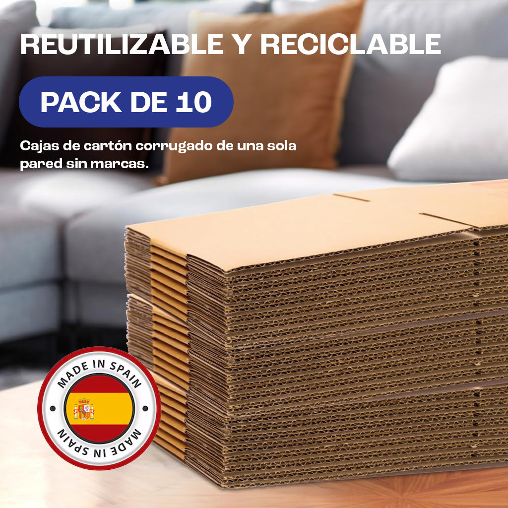 Pack 10 Cajas de Cartón Grandes para Mudanza y Almacenaje - 60x40x40cm