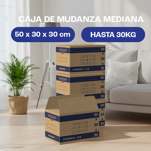 Pack 10 Cajas de Cartón Medianas para Mudanza y Almacenaje - 50x30x30cm