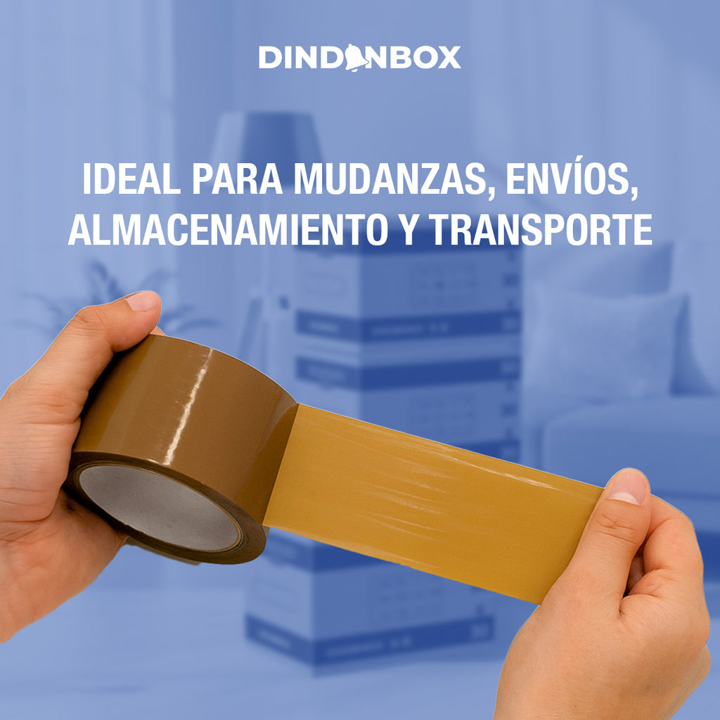 Rollo de cinta de embalar marrón | Cinta embalaje para paquetes, cajas, envíos, mudanzas, precinto adhesivo, esenciales para mudarse, 48mm x 66m