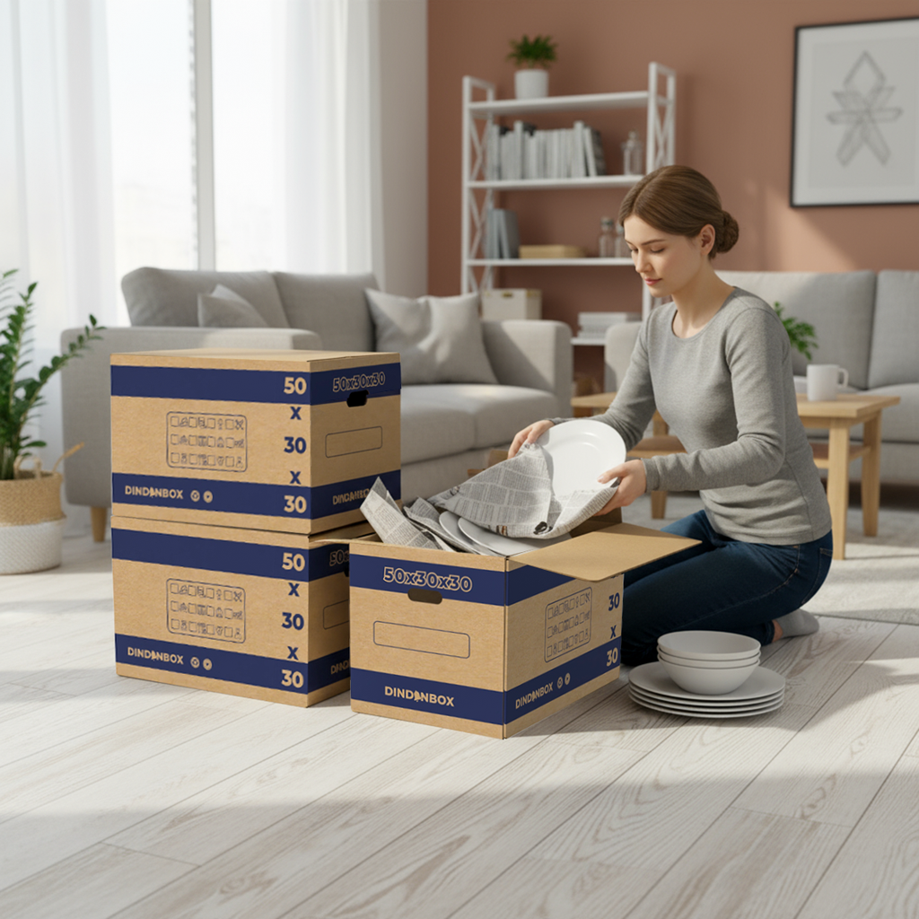 Pack 10 Cajas de Cartón Medianas para Mudanza y Almacenaje - 50x30x30cm