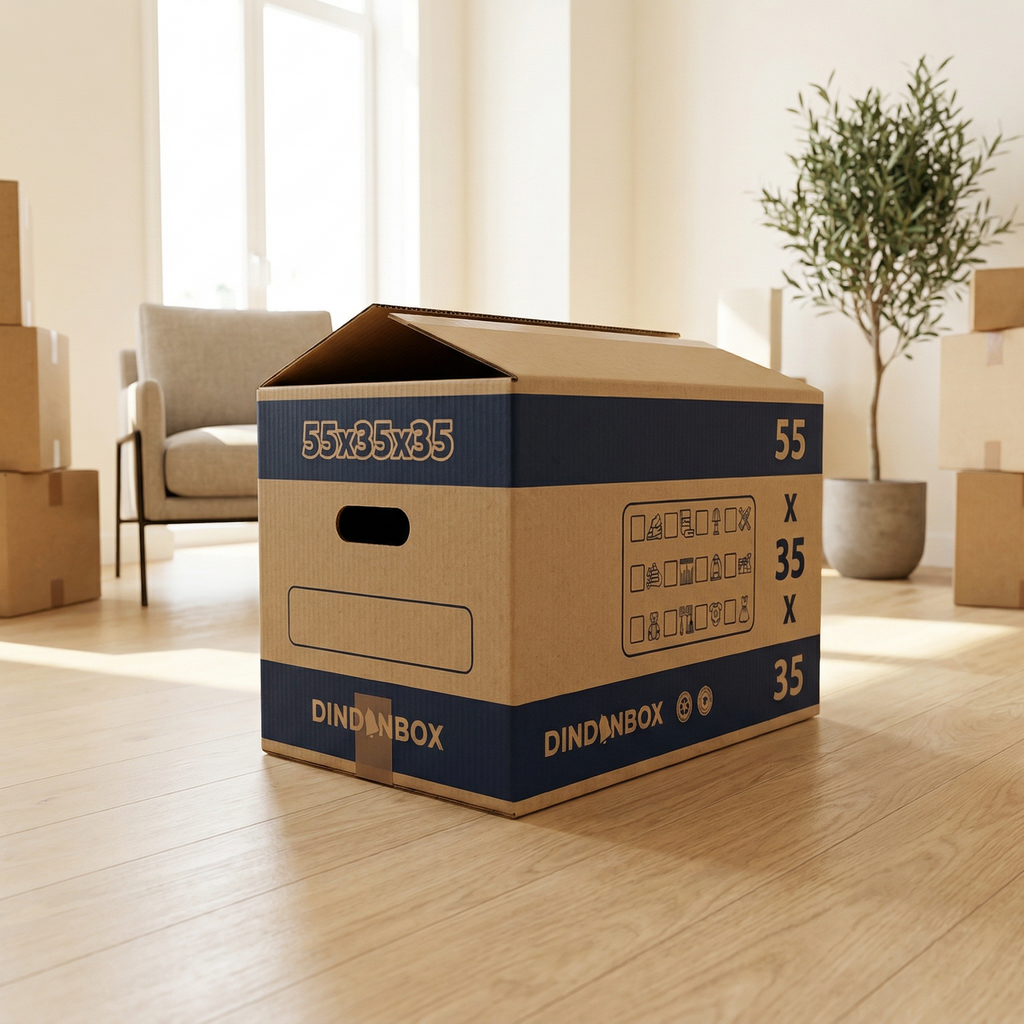 10 Cajas de Cartón para Mudanza y Almacenaje 55x35x35 cm – Cajas de Embalaje Resistentes, Canal Reforzado, Ideales para Mudanza, Trastero y Envíos