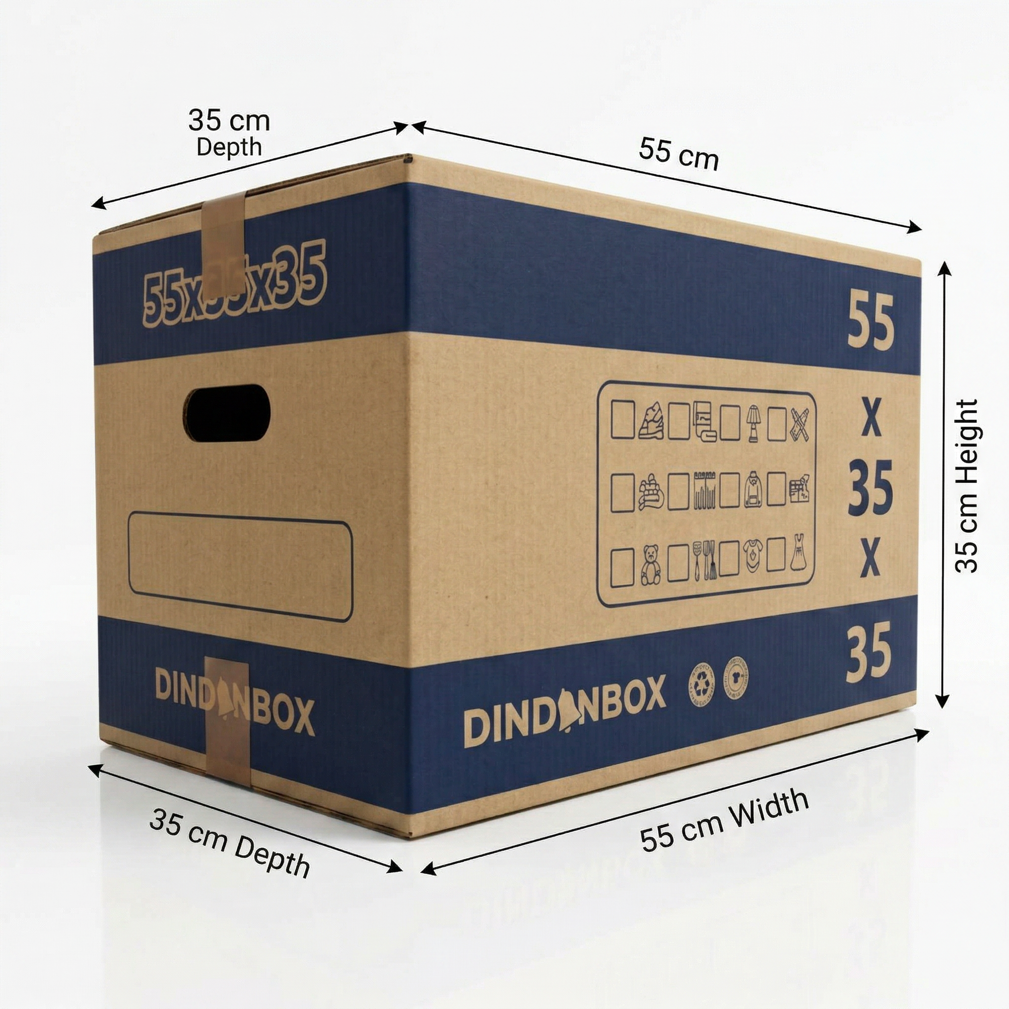 10 Cajas de Cartón para Mudanza y Almacenaje 55x35x35 cm – Cajas de Embalaje Resistentes, Canal Reforzado, Ideales para Mudanza, Trastero y Envíos